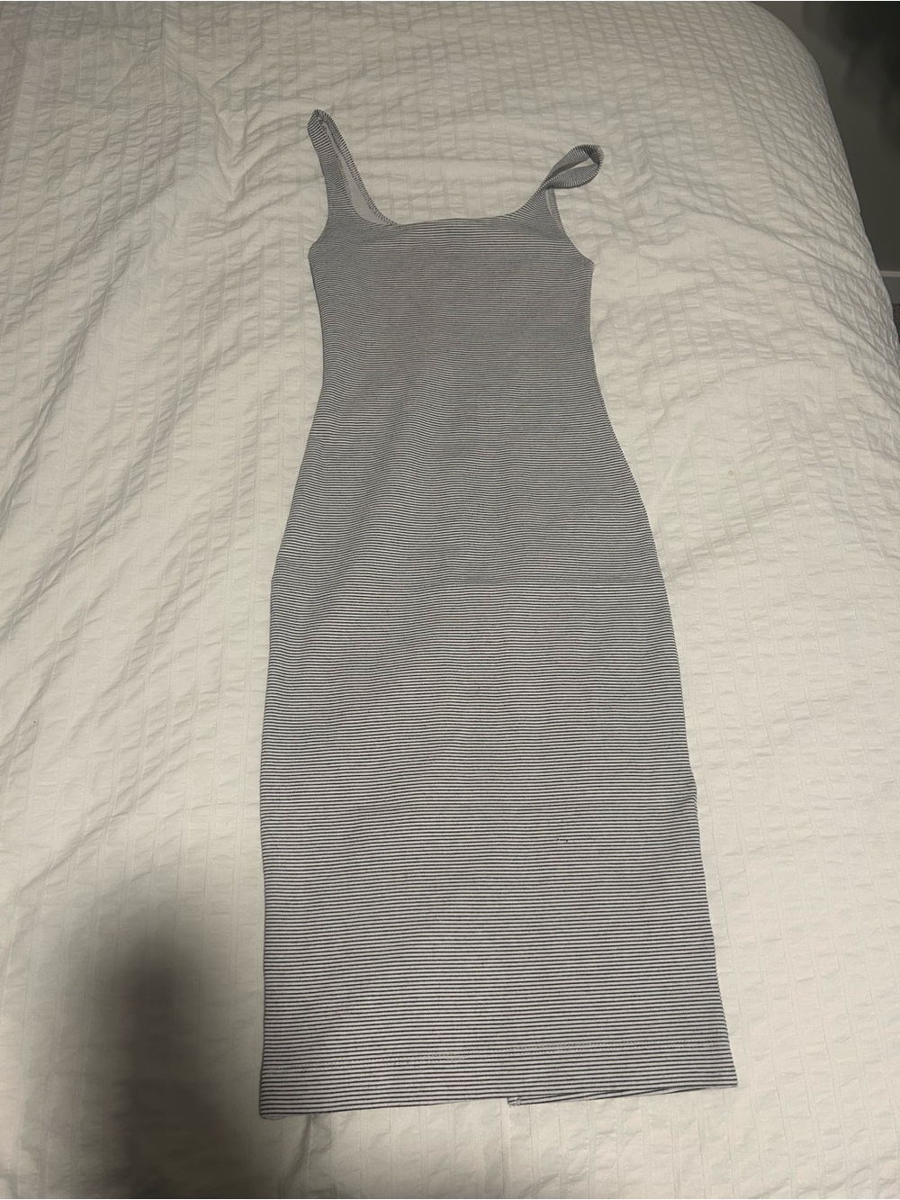 Zara Slim Ribbed Midi Dress - Light Gray